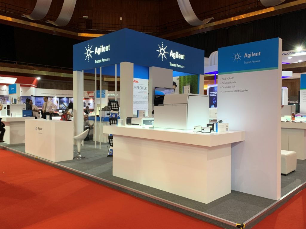 icube events_agilent labasia exhibition booth with equipment showcase