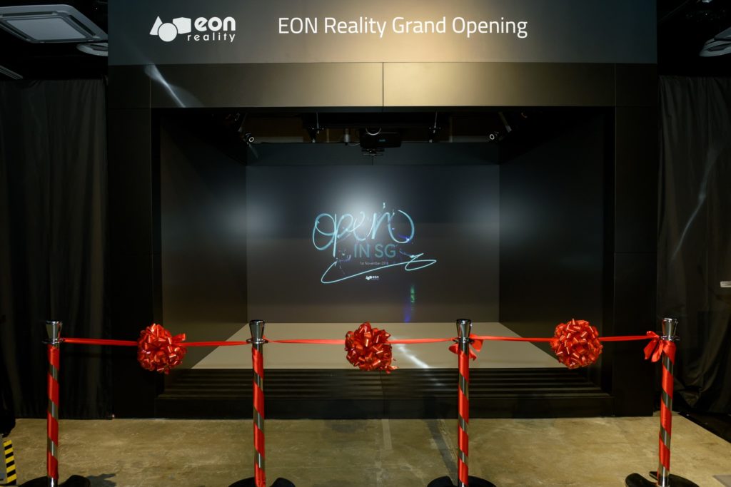 icube events_eon reality opening 2016 virtual backdrop with ribbon cutting mechanism