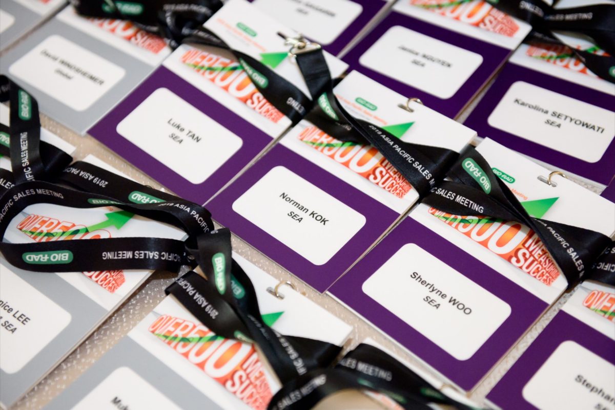 icube events_bio rad asia pacific sales meeting event collateral customised lanyard with name badge and event branding
